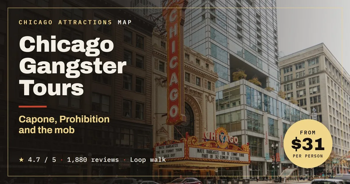 Chicago gangster tour: the Chicago Theatre on State Street, a stop on the Gangsters and Ghosts walking tour of the Loop